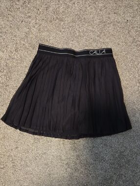 CALIA by Carrie Underwood Black Pleated Tennis Skirt with Logo Waistband